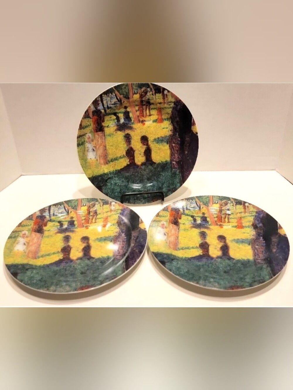 Georges Seurat Sunday Afternoon by Sakura Three 8" Salad Plates Porcelain